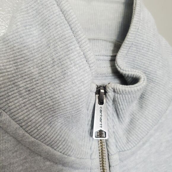 Carhartt Sweatshirt Womens Size Small 4/6 Gray Logo Spellout Full Zip Mock Neck - Picture 8 of 12